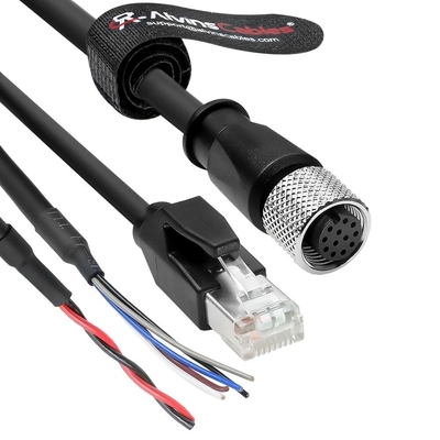 Alvin's Cables M12 12 Pin Power Functional Ethernet Cable for DJI Livox HAP(TX) Mid-70 Mid-360 LiDAR Sensor, M12 Aviation 12 Pin Female to RJ45 1 to 3 Breakout Cable 6.56ft/2m