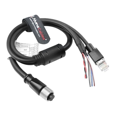 Alvin's Cables M12 12 Pin Power Functional Ethernet Cable for DJI Livox HAP(TX) Mid-70 Mid-360 LiDAR Sensor, M12 Aviation 12 Pin Female to RJ45 1 to 3 Breakout Cable 6.56ft/2m